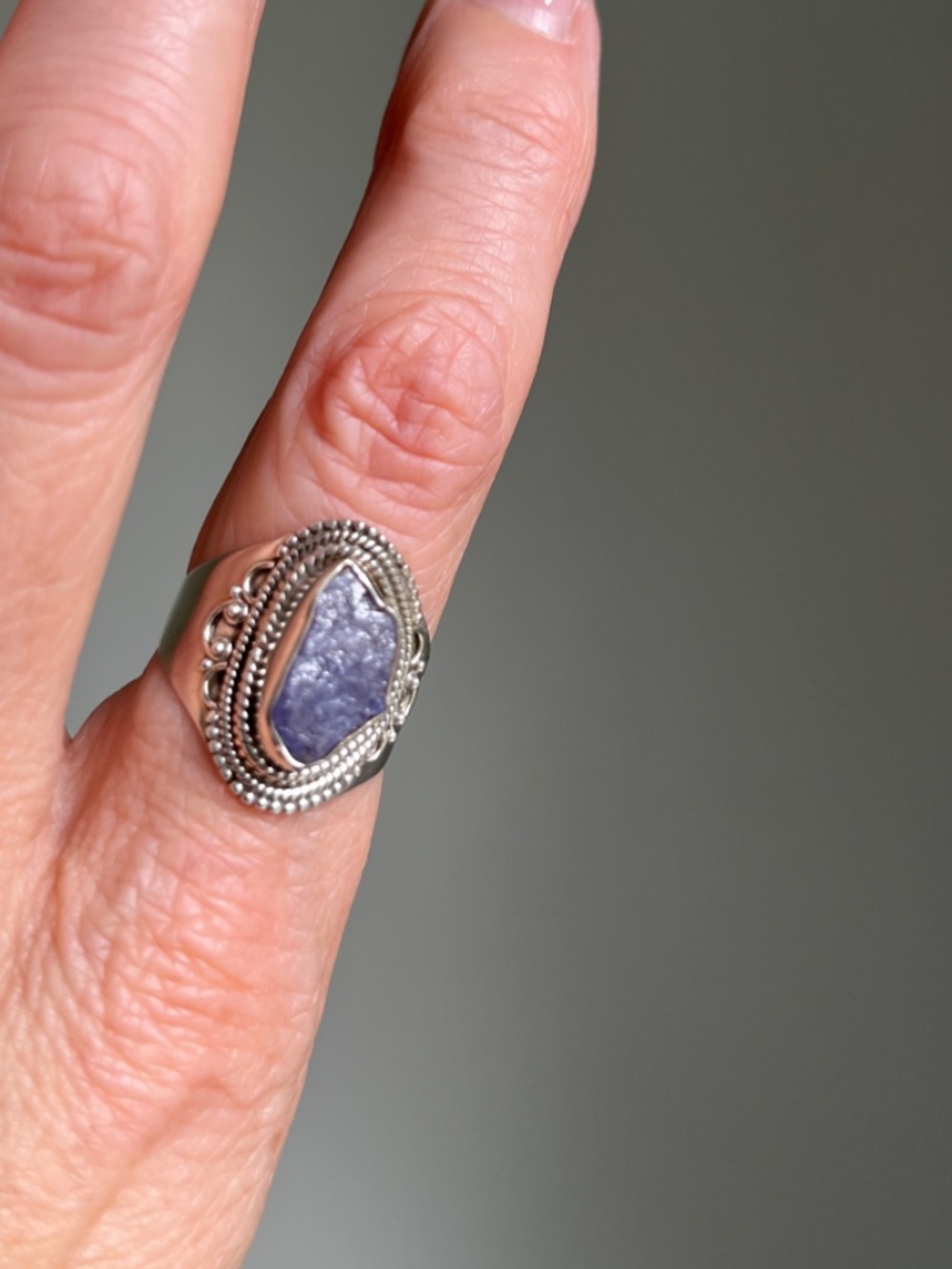 Raw Tanzanite Crystal in Sterling Silver Ring - Women's Jewelry